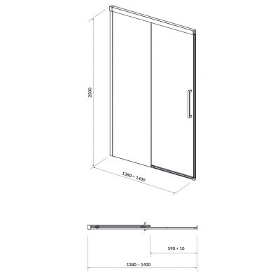Cersanit Crea drzwi prysznicowe 140 cm chrom/szkło przezroczyste S159-008