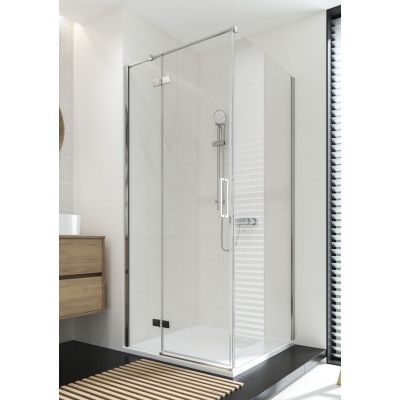 Zestaw Cersanit Jota kabina prysznicowa 90x90 cm kwadratowa prawa z brodzikiem Tako chrom/szkło przezroczyste (S160002, S204012)