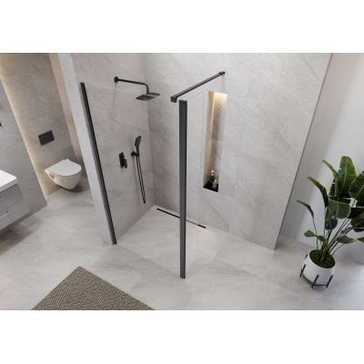 Cersanit Mille ścianka prysznicowa walk-in 50 cm czarny mat/szkło przezroczyste S161-016