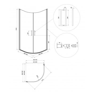Cersanit Moduo kabina prysznicowa 90x90 cm półokrągła chrom połysk/szkło przezroczyste S162-017
