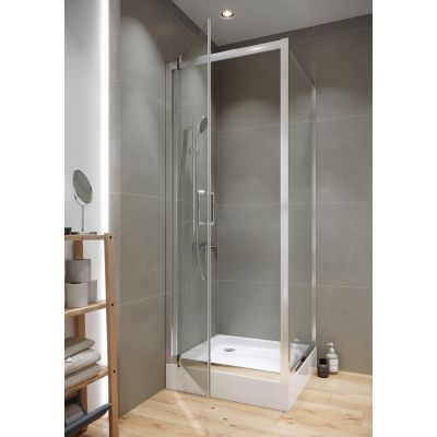 Zestaw Cersanit Arteco kabina prysznicowa 90x90 cm kwadratowa z brodzikiem Tako chrom/szkło przezroczyste (S157010, S204012)