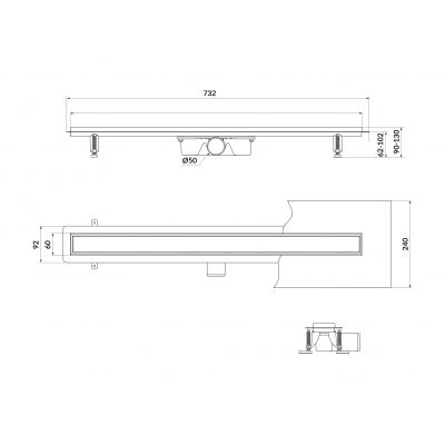 Cersanit Tako odpływ prysznicowy 70 cm złoty szczotkowany S204-055