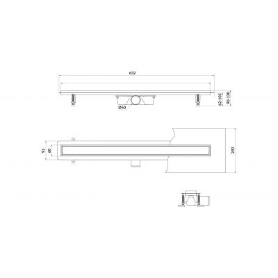 Cersanit Tako odpływ prysznicowy 60 cm złoty mat S204-067
