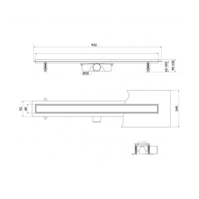 Cersanit Tako odpływ prysznicowy 90 cm złoty mat S204-070