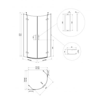 Cersanit City kabina prysznicowa 80x80 cm półokrągła czarny mat/szkło przezroczyste S584-072
