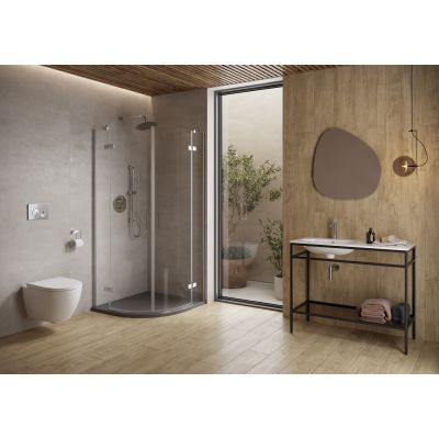 Cersanit City kabina prysznicowa 90x90 cm półokrągła złoty połysk/szkło przezroczyste S584-073