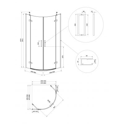 Cersanit City kabina prysznicowa 90x90 cm półokrągła złoty połysk/szkło przezroczyste S584-073
