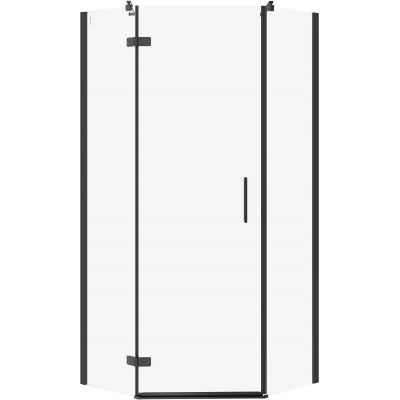 Cersanit City kabina prysznicowa 90x90 cm pięciokątna lewa czarny mat/szkło przezroczyste S584-083