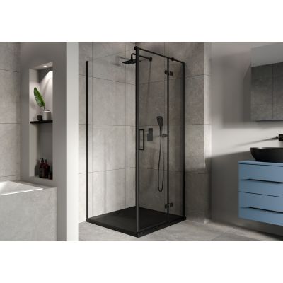 Cersanit City kabina prysznicowa 80x80 cm kwadratowa lewa czarny mat/szkło przezroczyste S584-106