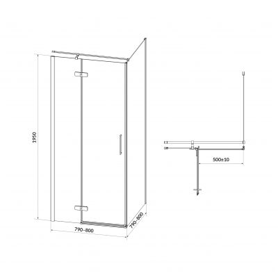 Cersanit City kabina prysznicowa 80x80 cm kwadratowa lewa czarny mat/szkło przezroczyste S584-106
