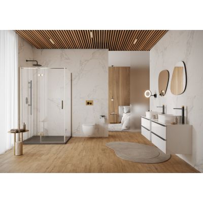 Cersanit City kabina prysznicowa 90x90 cm kwadratowa lewa złoty połysk/szkło przezroczyste S584-108