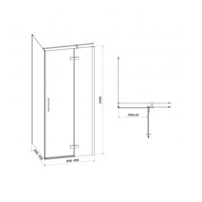 Cersanit City kabina prysznicowa 90x90 cm kwadratowa prawa złoty połysk/szkło przezroczyste S584-109