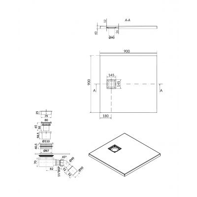 Cersanit Tako Slim brodzik 90x90 cm kwadratowy biały S601-122