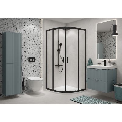 Cersanit Arteco kabina prysznicowa 80x80 cm półokrągła czarny mat/szkło przezroczyste S913-013