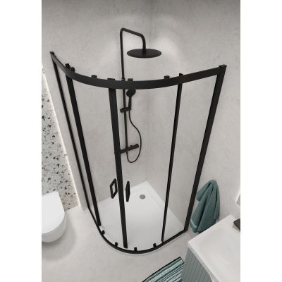 Cersanit Arteco kabina prysznicowa 80x80 cm półokrągła czarny mat/szkło przezroczyste S913-013