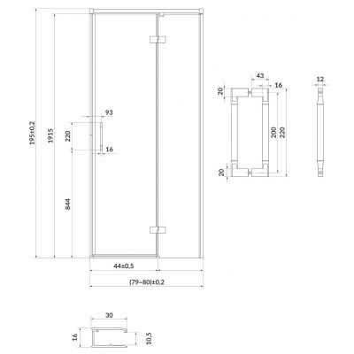 Cersanit Larga drzwi prysznicowe 80 cm prawe chrom/szkło przezroczyste S32-115