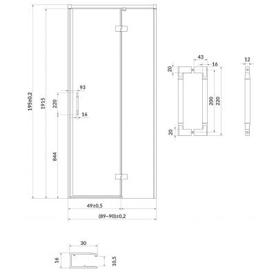 Cersanit Larga drzwi prysznicowe 90 cm prawe chrom/szkło przezroczyste S932-116