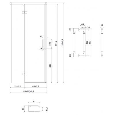 Cersanit Larga drzwi prysznicowe 90 cm lewe chrom/szkło przezroczyste S932-120
