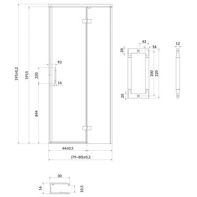 Cersanit Larga drzwi prysznicowe 80 cm prawe czarny/szkło przezroczyste S932-123