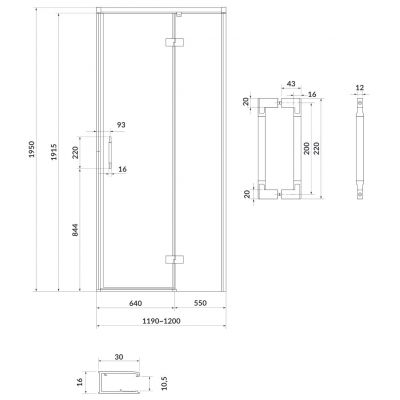 Cersanit Larga drzwi prysznicowe 120 cm prawe czarny/szkło przezroczyste S932-126