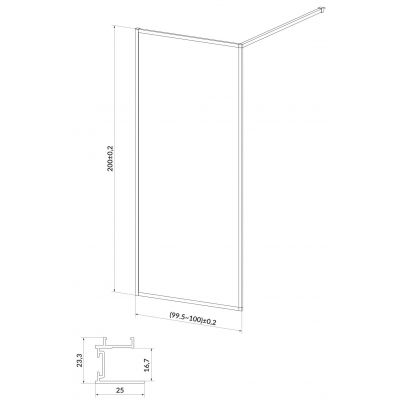 Cersanit Larga Walk-In ścianka prysznicowa 100 cm czarny/szkło przezroczyste S932-139