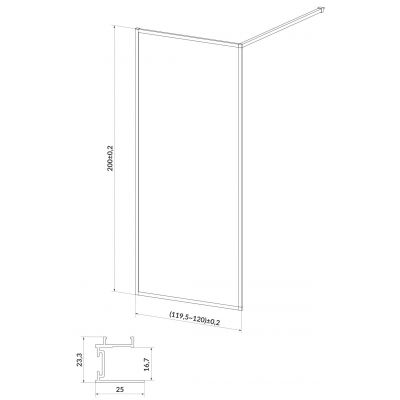 Cersanit Larga Walk-In ścianka prysznicowa 120 cm czarny/szkło przezroczyste S932-140