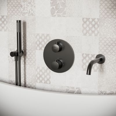 Cersanit Zen zestaw prysznicowy ścienny czarny-gun metal S951-781