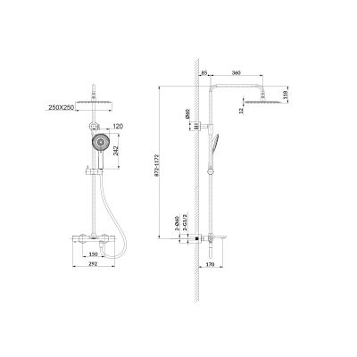 Cersanit Virgo zestaw wannowo-prysznicowy ścienny termostatyczny z deszczownicą chrom S951-862