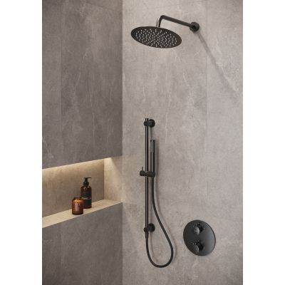 Cersanit Zen zestaw prysznicowy podtynkowy termostatyczny z deszczownicą czarny-gun metal S952-046