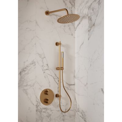 Cersanit Zen zestaw prysznicowy podtynkowy termostatyczny z deszczownicą miedź szczotkowana S952-050