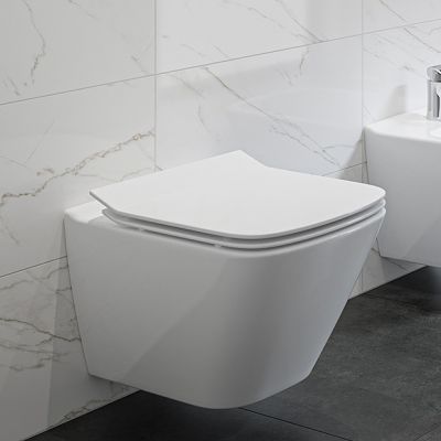 Cersanit City zestaw miska WC z deską wolnoopadającą, stelaż z przyciskiem biały / czarny mat (S701779, S701405)