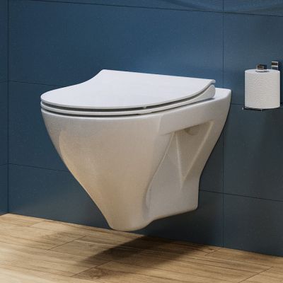 Cersanit Mille zestaw miska WC z deską wolnoopadającą, stelaż z przyciskiem biały / czarny mat (S701779, S701453)