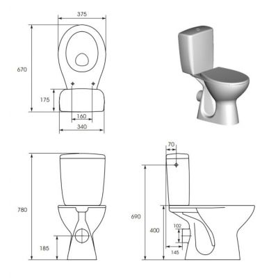 Cersanit Kompakt 640 miska WC kompakt z deską wolnoopadającą biała K100-394