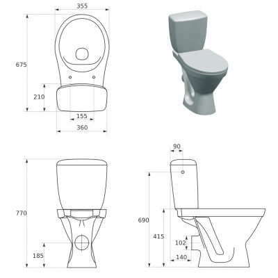 Mito Cersania SimpleOn kompakt WC + deska wolnoopadająca biały K11-2338