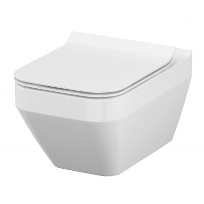 Zestaw Cersanit Crea miska WC wisząca CleanOn z deską wolnoopadającą Slim i stelaż podtynkowy Tech Line Opti z przyciskiem chrom błyszczący S701-669