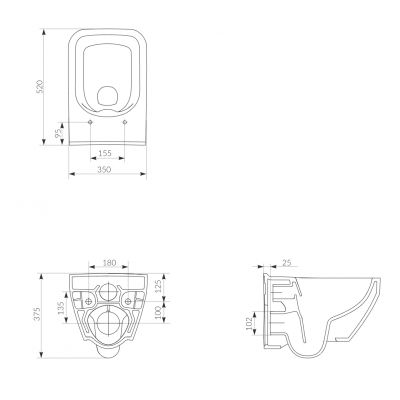 Zestaw Cersanit Crea Set B26 miska WC CleanOn z deską wolnoopadającą Slim i stelaż podtynkowy Aqua z przyciskiem spłukującym Accento Square chrom błyszczący S701-318
