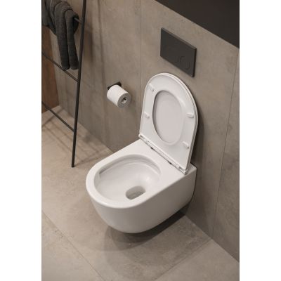 Cersanit Remo miska WC z deską wolnoopadającą wisząca bez kołnierza ze spłukiwaniem wirowym biały połysk S4035-001