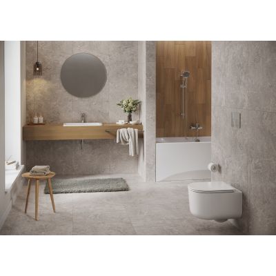 Cersanit Intro miska WC z deską wolnoopadającą wisząca bez kołnierza ze spłukiwaniem wirowym biały połysk S4038-001