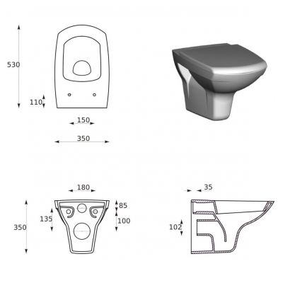 Cersanit Carina Set 800 miska WC z deską wolnoopadającą i stelaż podtynkowy Aqua z przyciskiem spłukującym Link chrom błyszczący S701-173