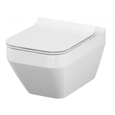 Zestaw Cersanit Crea Set B24 miska WC CleanOn z deską wolnoopadającą Slim i stelaż podtynkowy Aqua z przyciskiem spłukującym Accento Square szkło białe S701-316