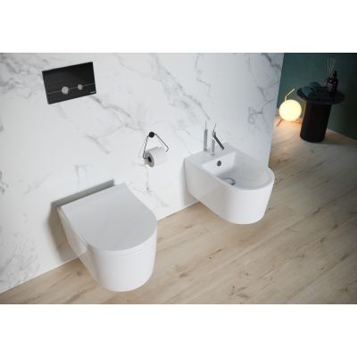 Zestaw Cersanit Inverto miska WC wisząca StreamOn z deską wolnoopadającą oraz stelażem podtynkowym Aqua i przyciskiem Accento Circle S701-423