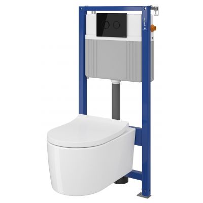 Zestaw Cersanit Inverto Set B230 miska WC wisząca StreamOn z deską wolnoopadającą oraz stelażem podtynkowym Aqua i przyciskiem Accento Circle S701-424