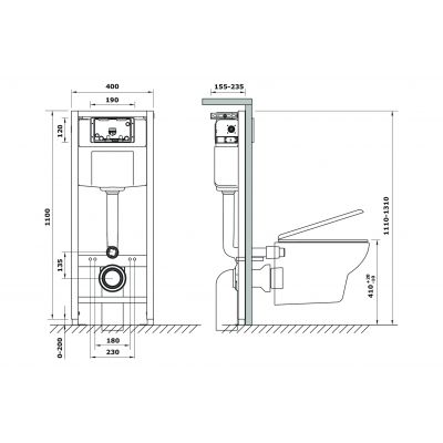 Zestaw Cersanit Mille miska WC CleanOn wisząca z deską wolnoopadającą Slim i stelaż podtynkowy z przyciskiem spłukującym chrom błyszczący S701-435