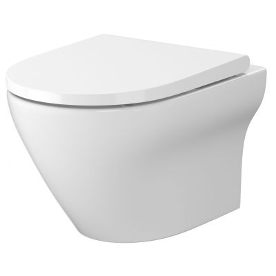 Cersanit Larga Set B400 miska WC CleanOn z deską wolnoopadającą i stelaż podtynkowy Aqua 52 z przyciskiem Accento Circle czarny mat S701-521