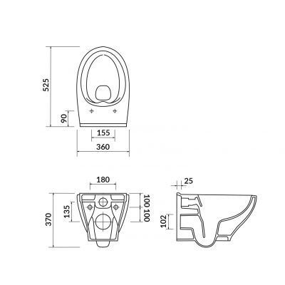 Zestaw Cersanit Moduo SET B626 miska WC CleanOn wisząca z deską wolnoopadającą Slim i stelaż podtynkowy Tech Line Opti z przyciskiem spłukującym A1 czarny mat S701-650