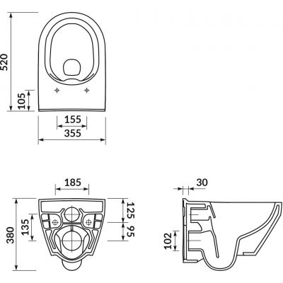Zestaw Cersanit Crea miska WC wisząca CleanOn z deską wolnoopadającą Slim i stelaż podtynkowy Tech Line Opti z przyciskiem chrom błyszczący S701-666
