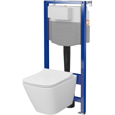 Zestaw Cersanit City Square miska WC CleanOn z deską wolnoopadającą i stelaż podtynkowy Aqua 2.0 S701-796