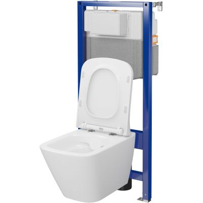 Zestaw Cersanit City Square miska WC CleanOn z deską wolnoopadającą i stelaż podtynkowy Aqua 2.0 S701-796