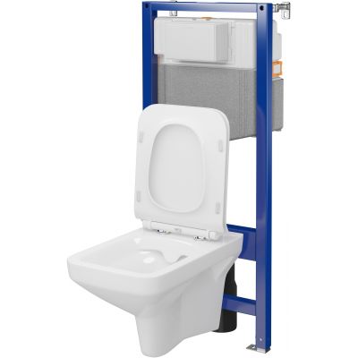 Zestaw Cersanit Como miska WC CleanOn z deską wolnoopadającą i stelaż podtynkowy Aqua 2.0 S701-818