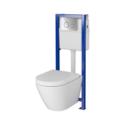 Cersanit Mesto Oval zestaw stelaż z miską, deską i przyciskiem S701-838